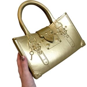 NWOT GOLD Great Bag Co. Designer Robert Verdi Rubber Tote Hand Bag Purse MINI